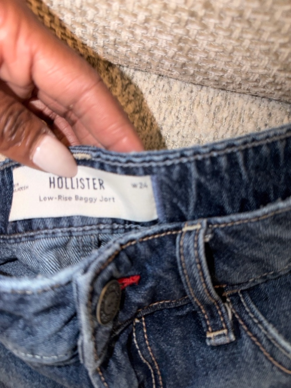 Hollister Women's Low-Rise Baggy Jeans - Blue Denim